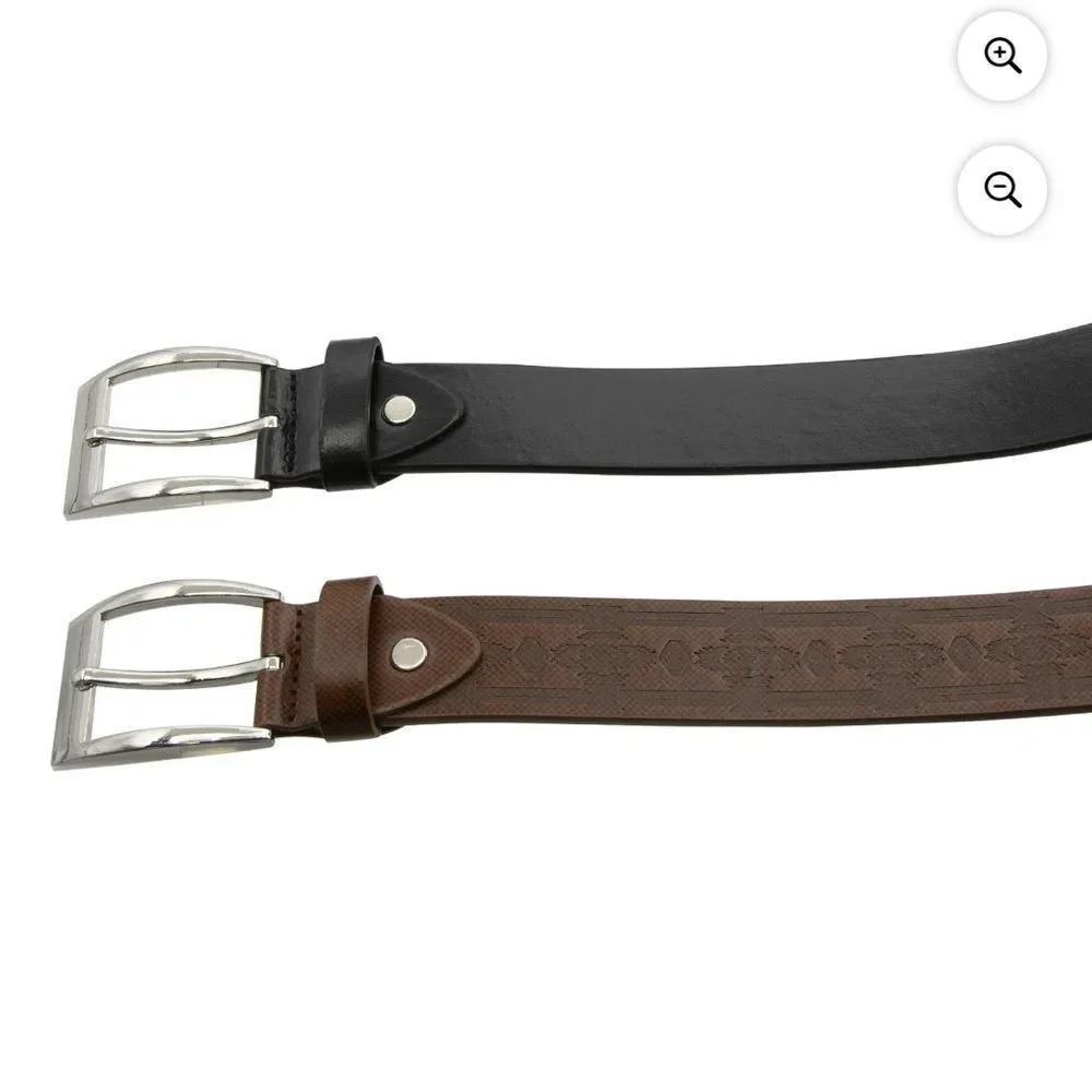 Canyon Sky Men's Leather Belt 2 pc Set Embossed Brown & Black Size 42 New in pkg